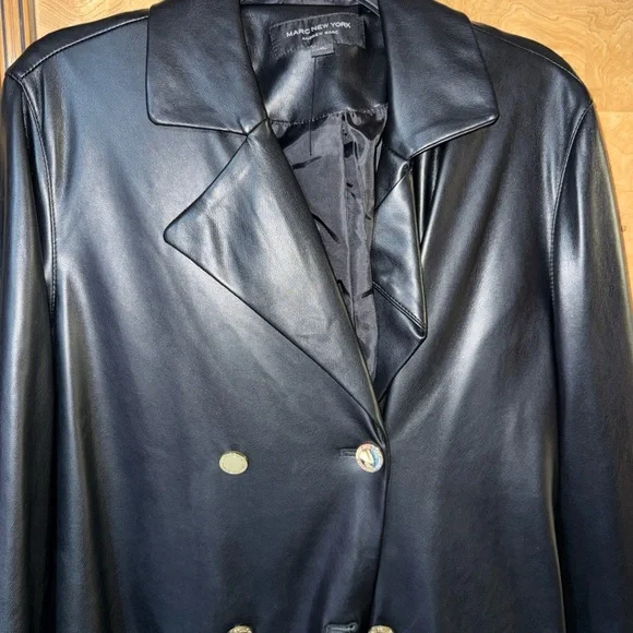 Marc New York Black Leather Trench Coat - Picture 6 of 6
